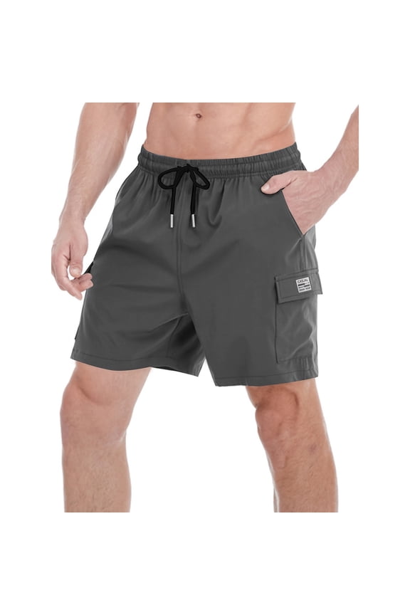 Men's Athletic Shorts Stretch Waist - Cinched Lightweight Breathable Sports Leisure Shorts with Flexible Fit for Active Lifestyles,Dark Gray,M