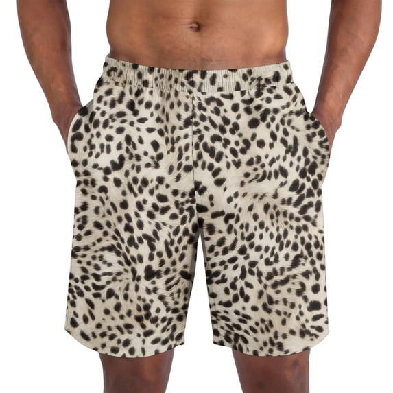 BRANROY Men's Casual Leopard Pattern Shorts - Breathable Sport Shorts for Men, Mens Athletic Shorts and Gym Shorts for Summer,Khaki,XL