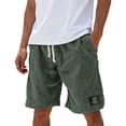 thumbnail image 1 of BRANROY Men's Casual Linen Blend Shorts Summer Fashion Sports Textured Soft Breathable Elastic Drawstring Relaxed Fit,Army Green L, 1 of 4