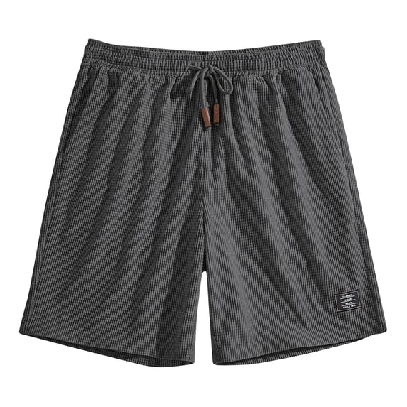 BRANROY Men's Casual Shorts Summer Corn Pattern Textured Classic Fit Drawstring Waist Soft Breathable Retro Style Daily,Gray 3XL