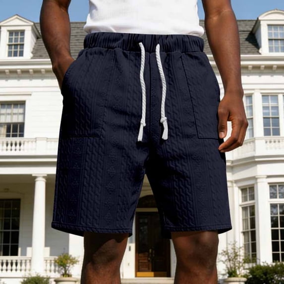 BRANROY Men's Loose Fit Woven Shorts - Breathable Elastic Waist Mens Athletic Shorts, Mens Casual Shorts and Everyday Shorts for Commute,Navy,2XL