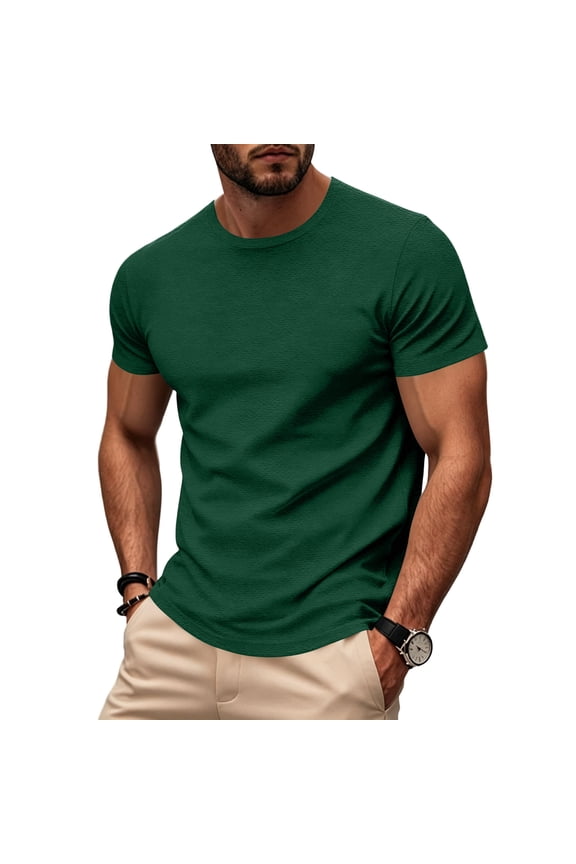 Men's Quick-Drying Round Neck Short Sleeve T-Shirt - Marathon Running Fitness Gym Top Breathable Sweat-Wicking Lightweight Summer Tops for Men Training,Green S