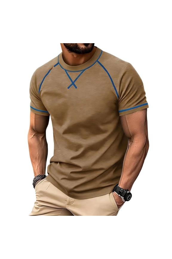 Men's Slim Fit Short Sleeve Basic T-Shirt - Everyday Top for Men Comfortable Stretch Casual Fit True Classic Tees Men Soft Fabric,Khaki S