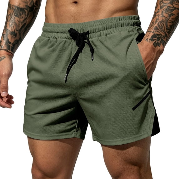BRANROY Men's Sport Mesh Shorts - Breathable Elastic Waist Training Shorts for Men,Gym Shorts and Athletic Shorts for Workout,Army Green,XL