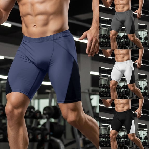 BRANROY Men's Swim Training Compression Shorts - Lightweight Color-Block Quick-Dry Athletic Shorts for Men,Gym Shorts and Running Shorts,Gray,2XL