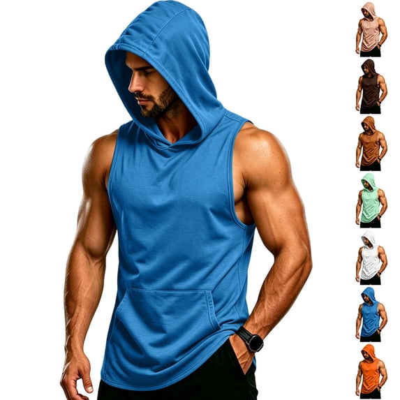 BRANROY Men's Tank Tops - Breathable Hooded Sleeveless Gym Shirts, Muscle Fit Bodybuilding Tees for Athletic Summer,White 2XL