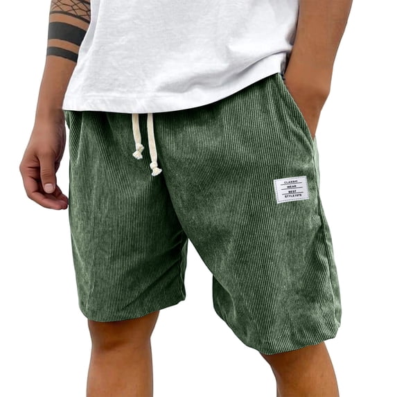 BRANROY Men's Waffle Knit Casual Shorts Summer Textured Soft Breathable Elastic Drawstring Everyday Wear,Army Green L