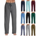 thumbnail image 1 of BRANROY Mens Solid Color Pajama Pants - Lounge Bottoms with Pockets Drawstring Elastic Waist Pants Soft Sleep Pajamas Casual Home Pants,Navy L, 1 of 6
