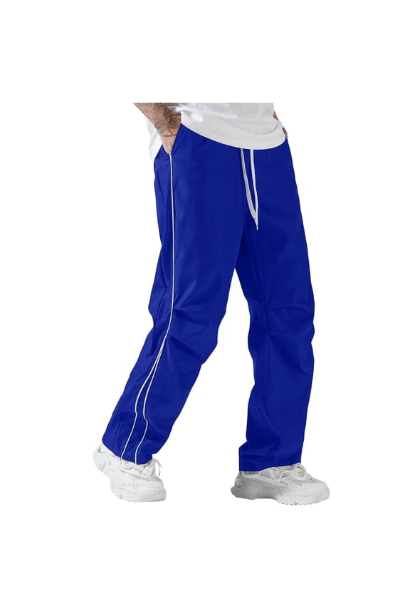 Mens Track Pants Casual - Side Striped Straight Leg, Lightweight Breathable for Sports and Daily Wear, Elastic Waistband Jogging Pants Men Style,Blue,S