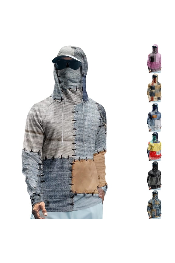 Sun Protection Shirts for Men - Performance Fishing Raglan Hoodie UPF 50+ UV Long Sleeve with Mesh Visor,White L