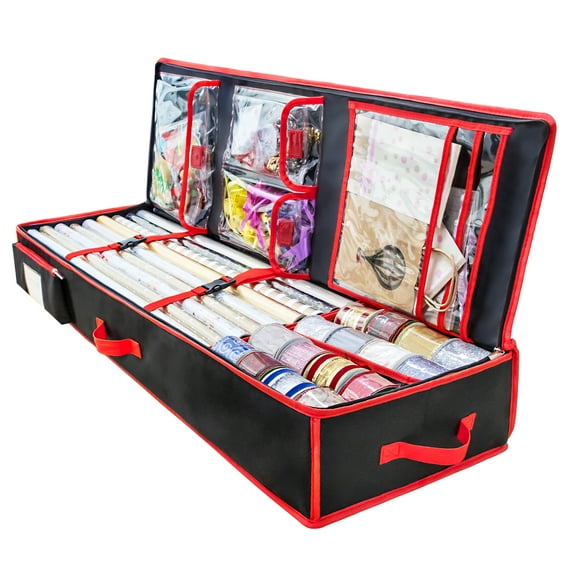 BRANTMAKER Gift Wrap Organizer Storage Bag with 6 Compartments, 40.5" x 14" x 6"