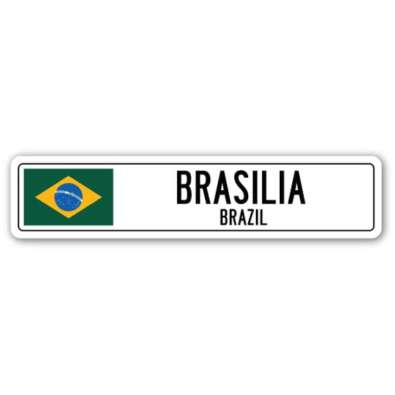 BRASILIA BRAZIL Street Sign Brazilian flag city country road wall gift