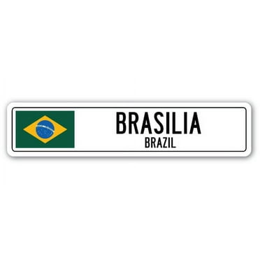 BRASILIA BRAZIL Street Sign Brazilian flag city country road wall gift