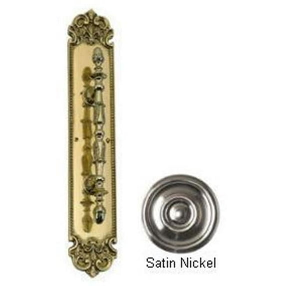 BRASS Accents A04-P3221-619 Fluer De Lis Pull Handle-Plate 3 in. x 18 in. Satin Nickel