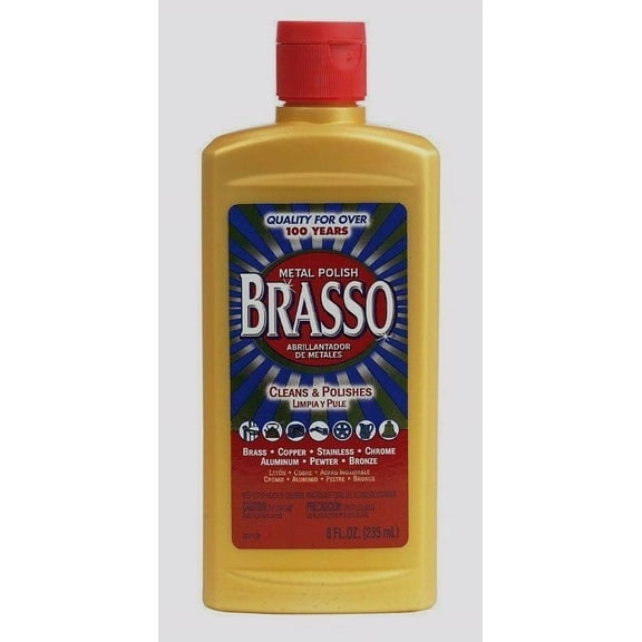 BRASSO Cleans Polish Metal Brass Chrome Copper Stainless Steel Pewter Bronze 8oz