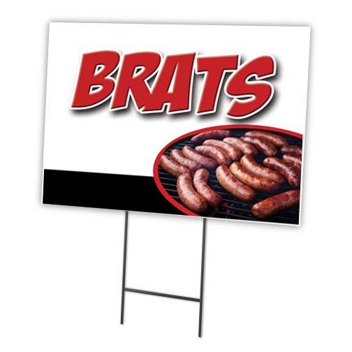 BRATS 12"x16" Yard Sign & Stake | Advertise Your Business | Stake Included Image On Front Only | Made in The USA