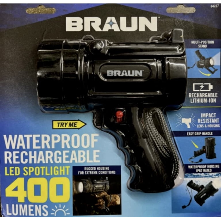 braun 300 rechargeable flashlight 1800 Lumen Waterproof Tactical LED this work light is built to last Braun Pocket Work Light LED