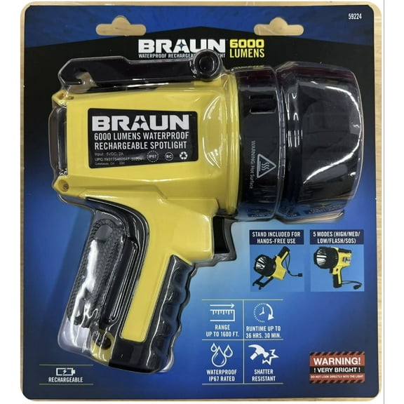 BRAUN 6000 Lumen Rechargeable Waterproof LED Spotlight