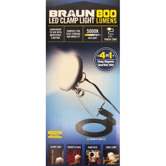 BRAUN 800 Lumen LED Clamp Light