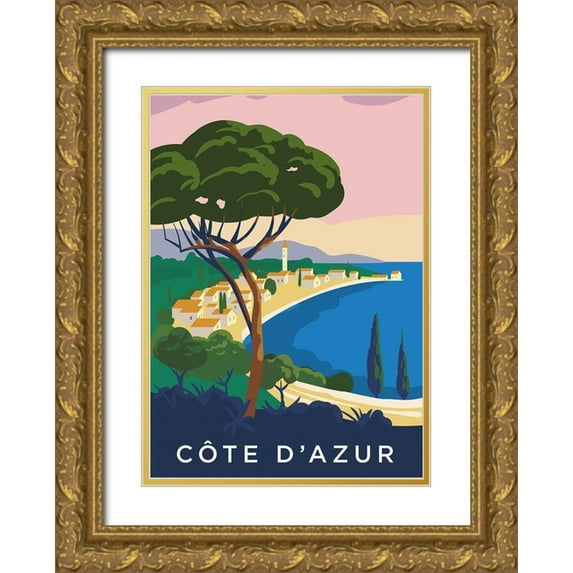 BRAUN Studio 14x18 Gold Ornate Wood Framed with Double Matting Museum Art Print Titled - Côte dAzur