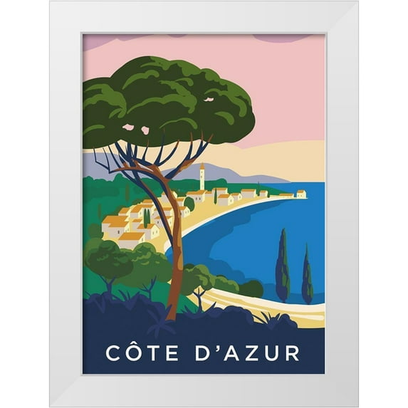 BRAUN Studio 14x18 White Modern Wood Framed Museum Art Print Titled - Côte dAzur