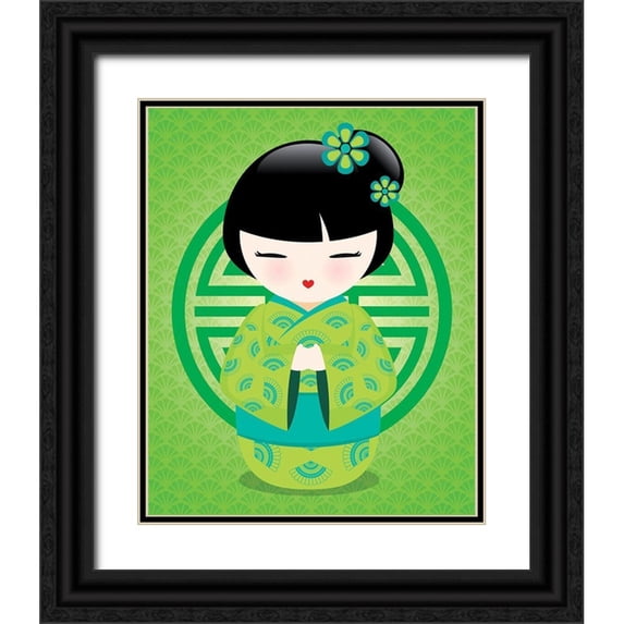 BRAUN Studio 15x18 Black Ornate Wood Framed with Double Matting Museum Art Print Titled - Kokeshis Popcolor I