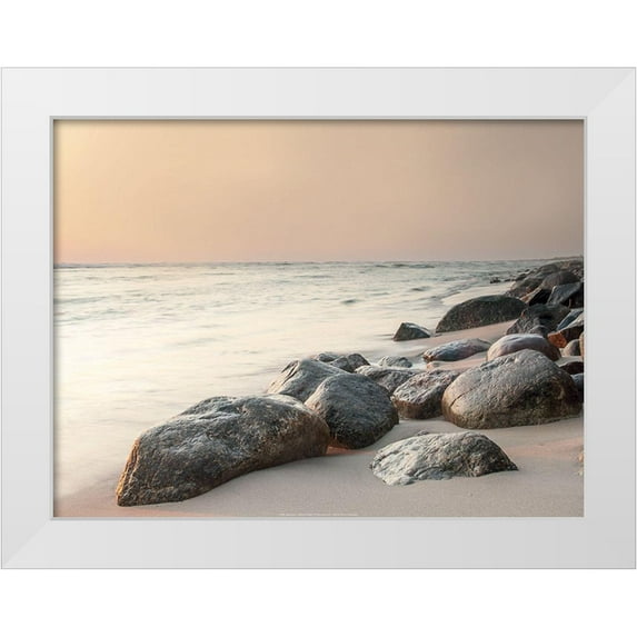 BRAUN Studio 18x15 White Modern Wood Framed Museum Art Print Titled - Rochers sur la plage