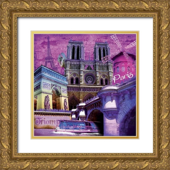 BRAUN Studio 26x26 Gold Ornate Wood Framed with Double Matting Museum Art Print Titled - Paris Moulin Rouge