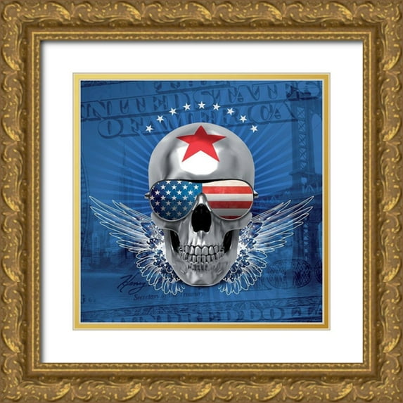 BRAUN Studio 26x26 Gold Ornate Wood Framed with Double Matting Museum Art Print Titled - Skull
