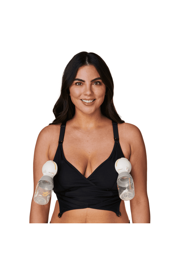BRAVADO! DESIGNS 2-in-1 Pumping & Nursing Bra Hands Free for Maternity & Breastfeeding, Black, Medium