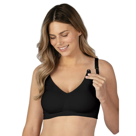 BRAVADO! DESIGNS Maternity & Nursing Bra Seamless Double Layer, Wirefree, Adjustable for Breastfeeding | Black | M