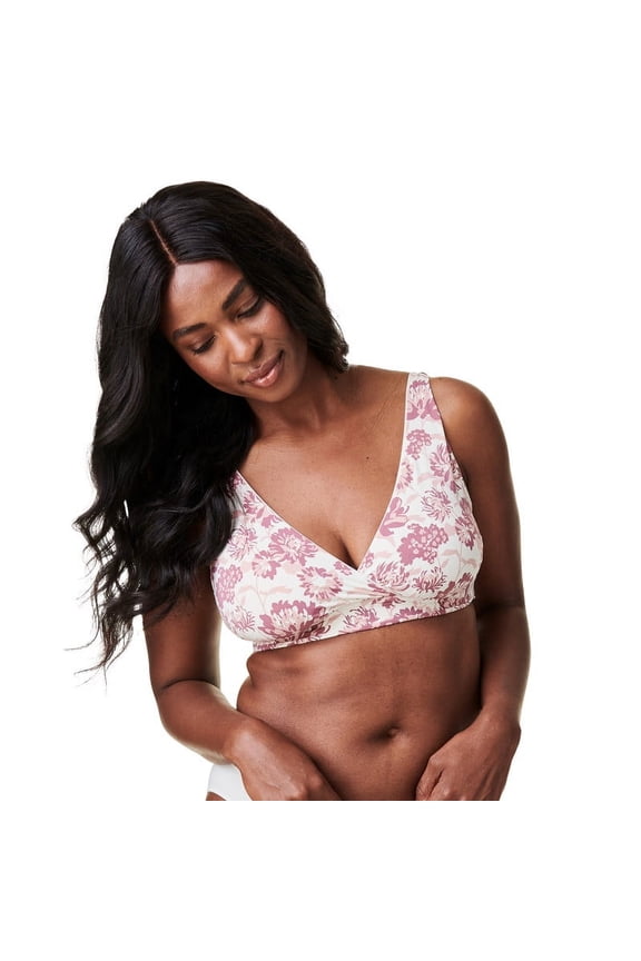 BRAVADO! DESIGNS Women's Ballet Nursing Bra for Breastfeeding Wireless Sleep Maternity Bra, Flora, Small