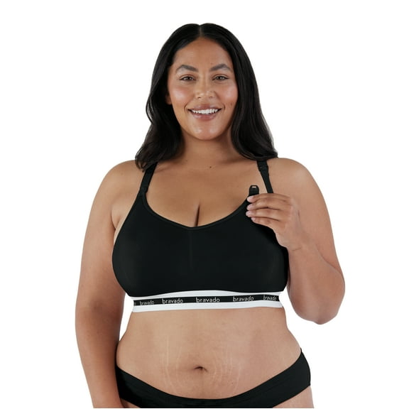 BRAVADO! DESIGNS Women's Original Sleep Nursing Bra, Regular Full Cups Maternity Bra for Breastfeeding, Black, Medium Plus