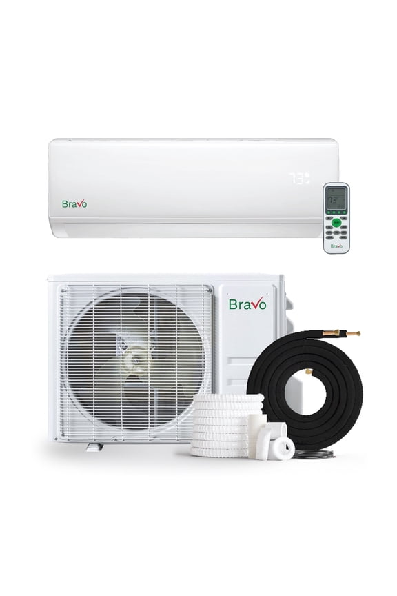 BRAVO 12000 BTU 17 SEER Mini Split AC/ Heating System Pre-Charged Inverter Heat Pump with 13ft Installation Kit Smart kit Included