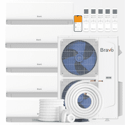 BRAVO 42,000 BTU 5 Zone 9000 + 9000 + 9000 + 9000 + 12000 BTU Wall Mount Ductless Mini Split A/C and Heater with 25ft Installation Kits