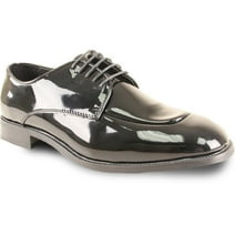 BRAVO Men Tuxedo Shoe TADI Oxford Style with Fashion Moc Toe Wrinkle Free Black Patent 13 E(W) US