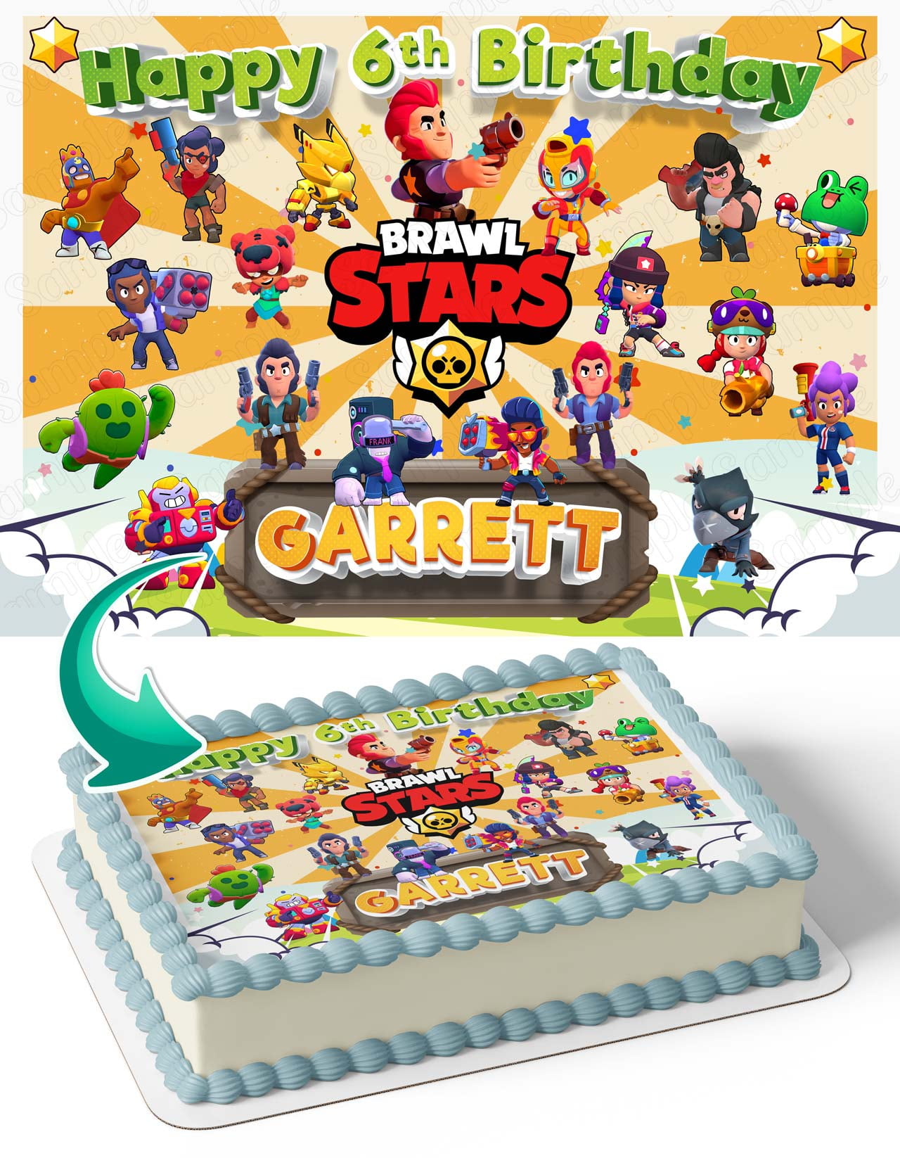 BRAWL STARS Edible Image Cake Topper Personalized Birthday Sheet Decal