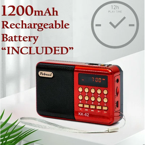 BRAWN- Fm Radio Portable Pocket Auto-Search Mp3 Memory Player Auto-Search Emergency