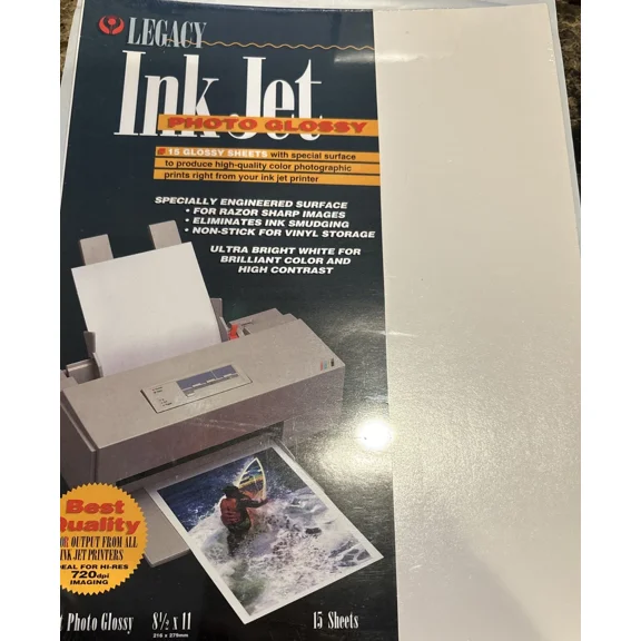BRAWN- Lot Of 5 Packs Legacy Inkjet Photo Glossy Paper 8 1/2" 11" 75 Sheets X2