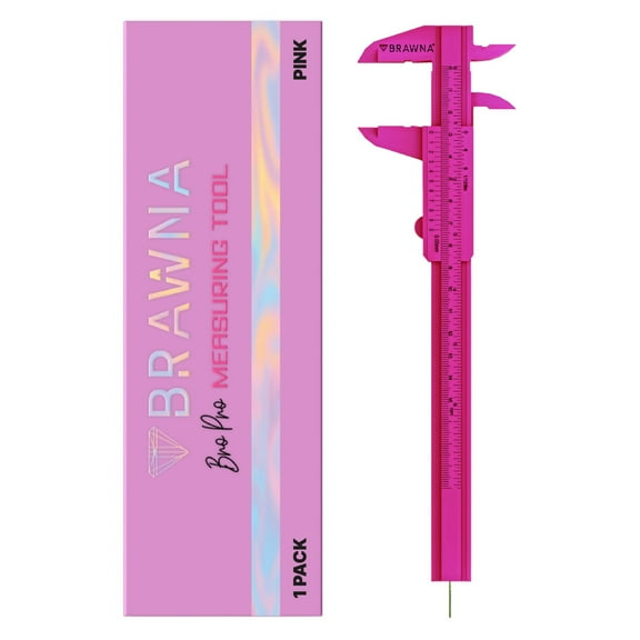 BRAWNA Brow Pro Measuring Caliper, Double Scale, Plastic, for Microblading and Eyebrow Mapping, 1 Pc
