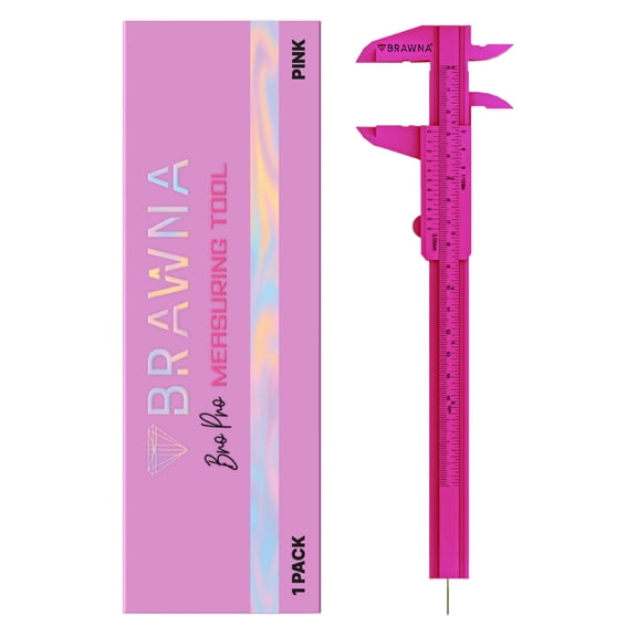BRAWNA Brow Pro Measuring Caliper, Double Scale, Plastic, for Microblading and Eyebrow Mapping, 1 Pc