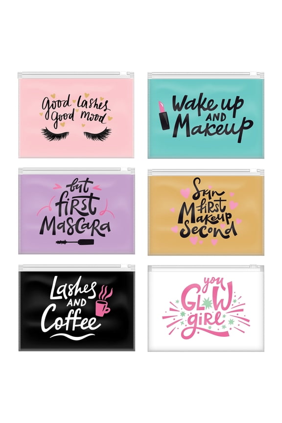 Small Zipper Purse Toiletries Plastic Reusable Travel Accessory Makeup Bags, 60 Pack, Size 6x8 In