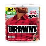 Brawny Tear-A-Square 3-Ply Paper Towels, 2 Double Rolls = 4 Regular Rolls, Strong, Absorbent, and Durable with 3 Sheet Sizes (Quarter, Half, Full)