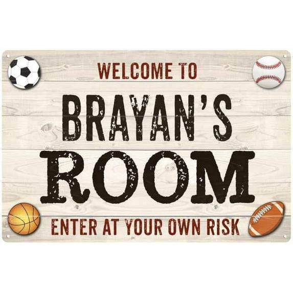 BRAYAN'S Room Kids Bedroom Sign Boy's 8x12 Metal 208120090327