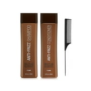 BRAZILIAN BLOWOUT Anti Frizz Shampoo and Conditioner Duo Set 12 Oz Each NEW Pack with Free Steel Pin Tail Comb