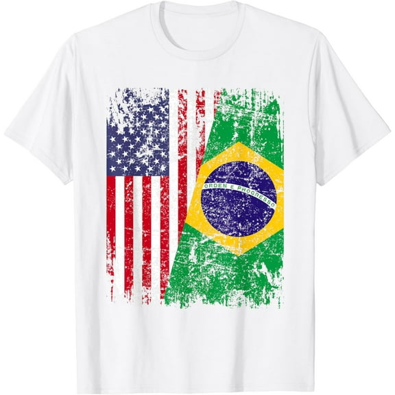 BRAZILIAN ROOTS | Half American Flag | BRAZIL T-Shirt