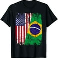 thumbnail image 1 of BRAZILIAN ROOTS | Half American Flag | BRAZIL T-Shirt, 1 of 4