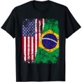 thumbnail image 1 of BRAZILIAN ROOTS | Half American Flag | BRAZIL T-Shirt, 1 of 3