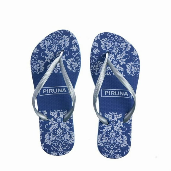 Piruna Women's Flip Flop Sandal Design Silver Intricate