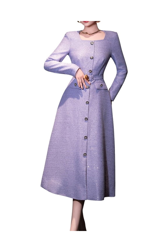 womens Midi Dress, 4, Purple
